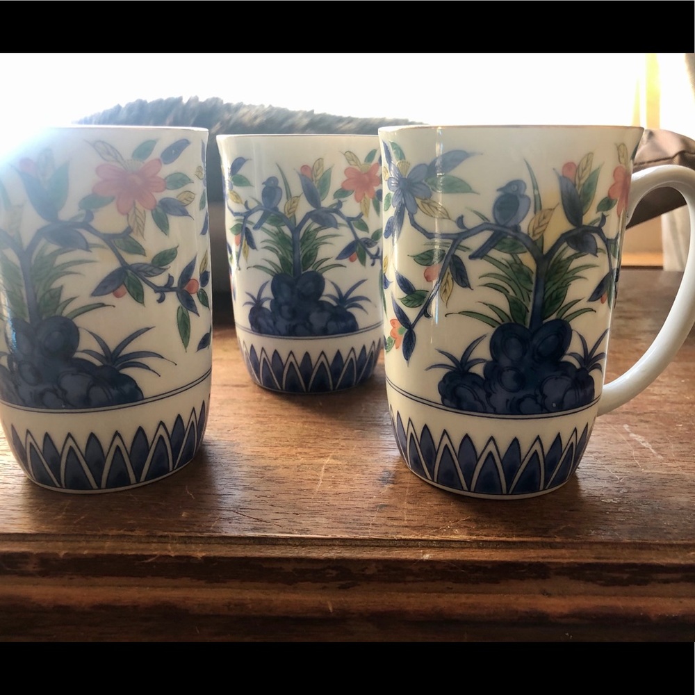 Set of 3 Takahashi Handpainted Porcelain Mugs